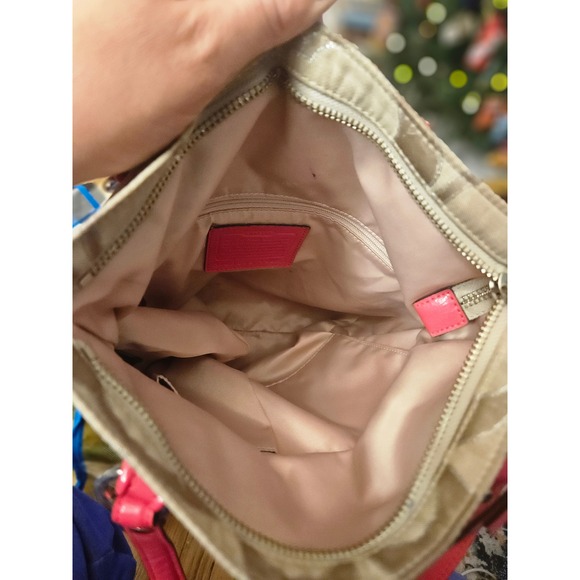 Coach Signature C Monogram Tote Bag Pink Leather Trim - Picture 2 of 4